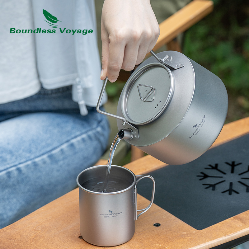 Camping Cooking Pot Set - Boundless Voyage Titanium Kettle Outdoor Camping