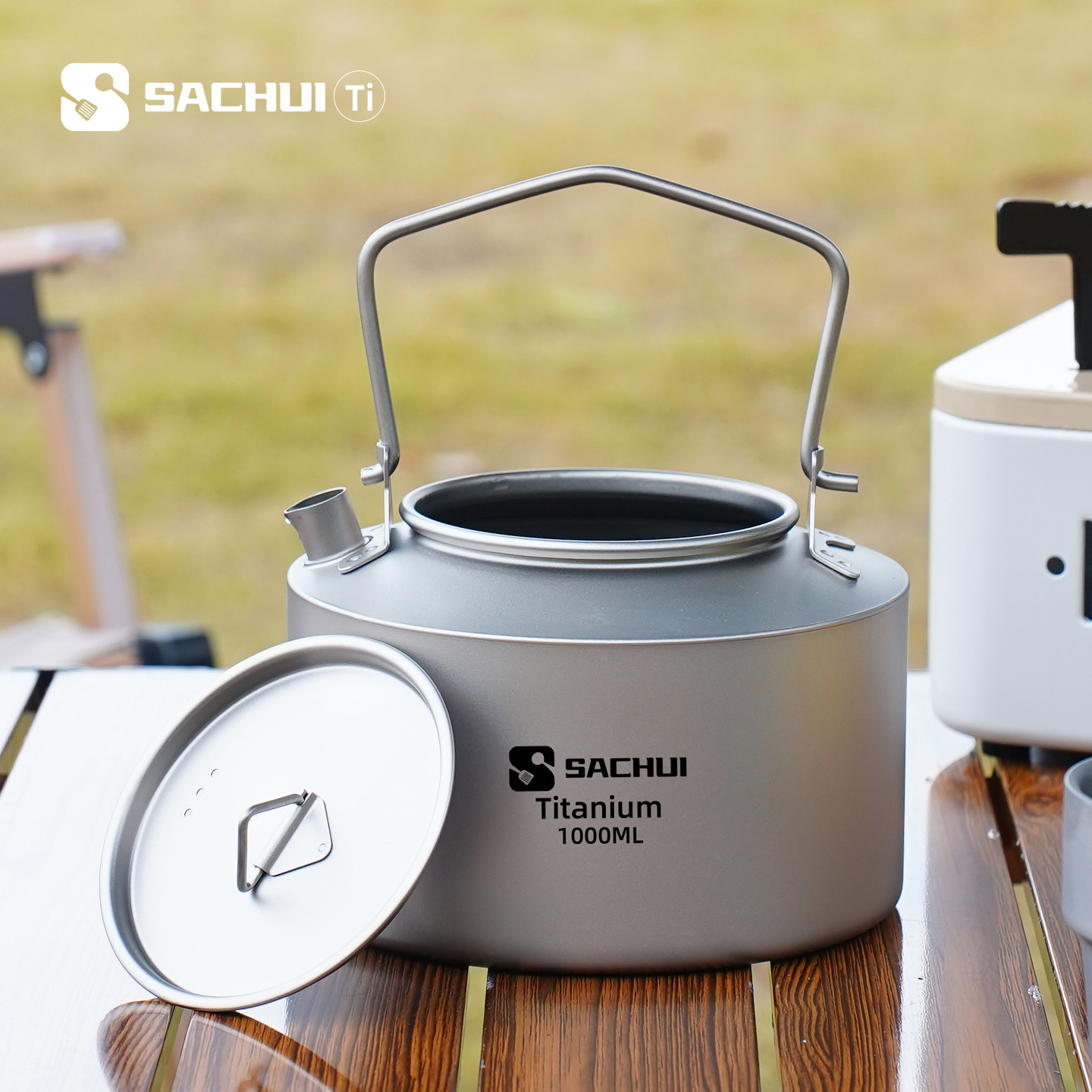 Camping Outdoor Cooking Set - 1000ML Pure Titanium Kettle Outdoor Ultralight