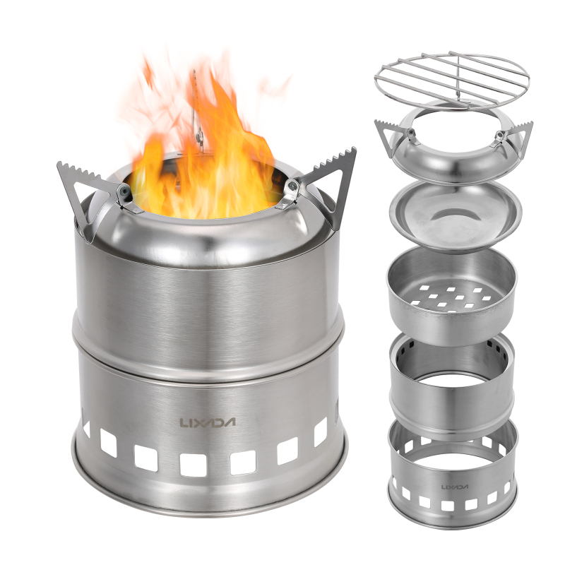 Camping Cooking Grate - Lixada Stainless Steel Wood Stove Camping