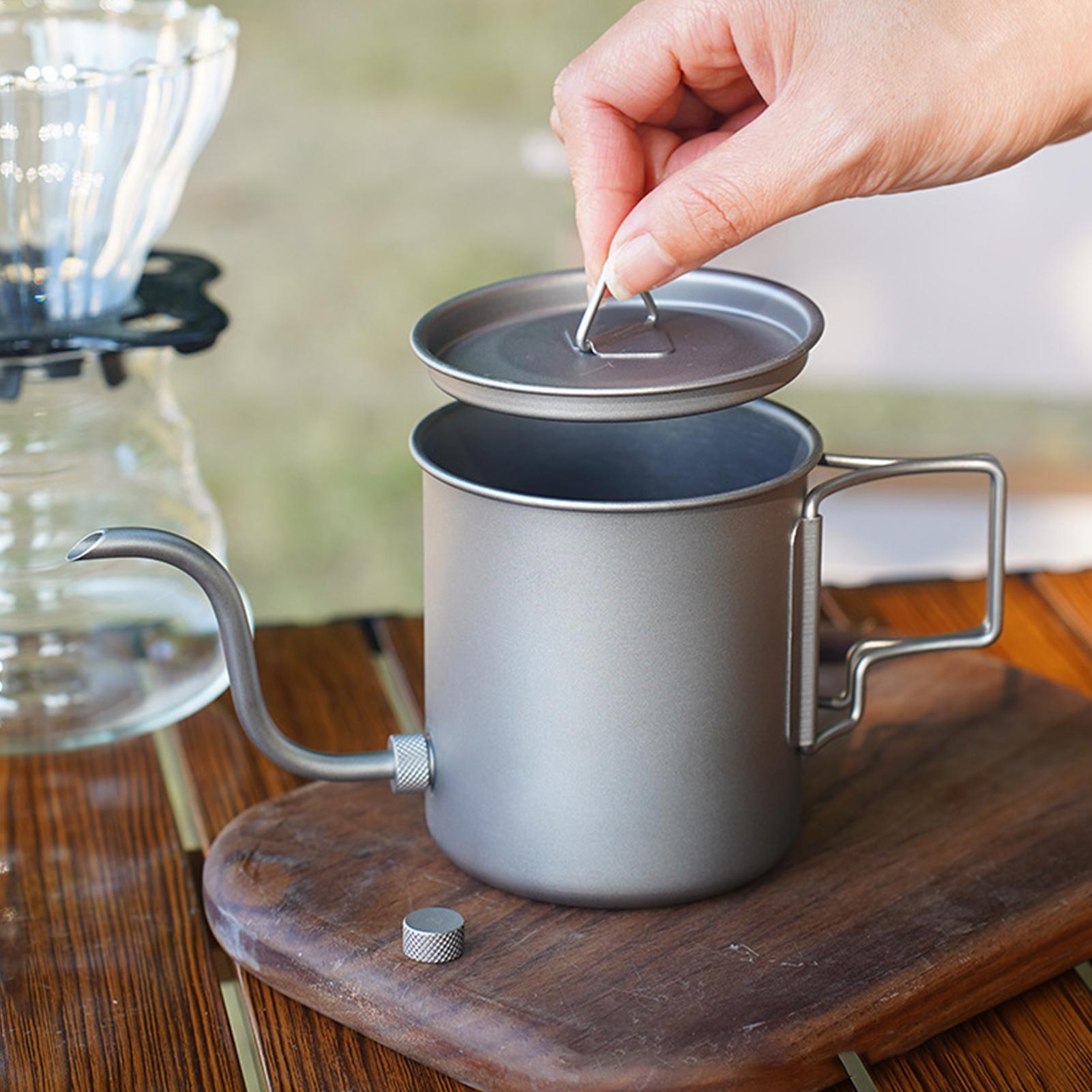Camping Cooking Device - 420ml Titanium Coffee Pour Over Kettle