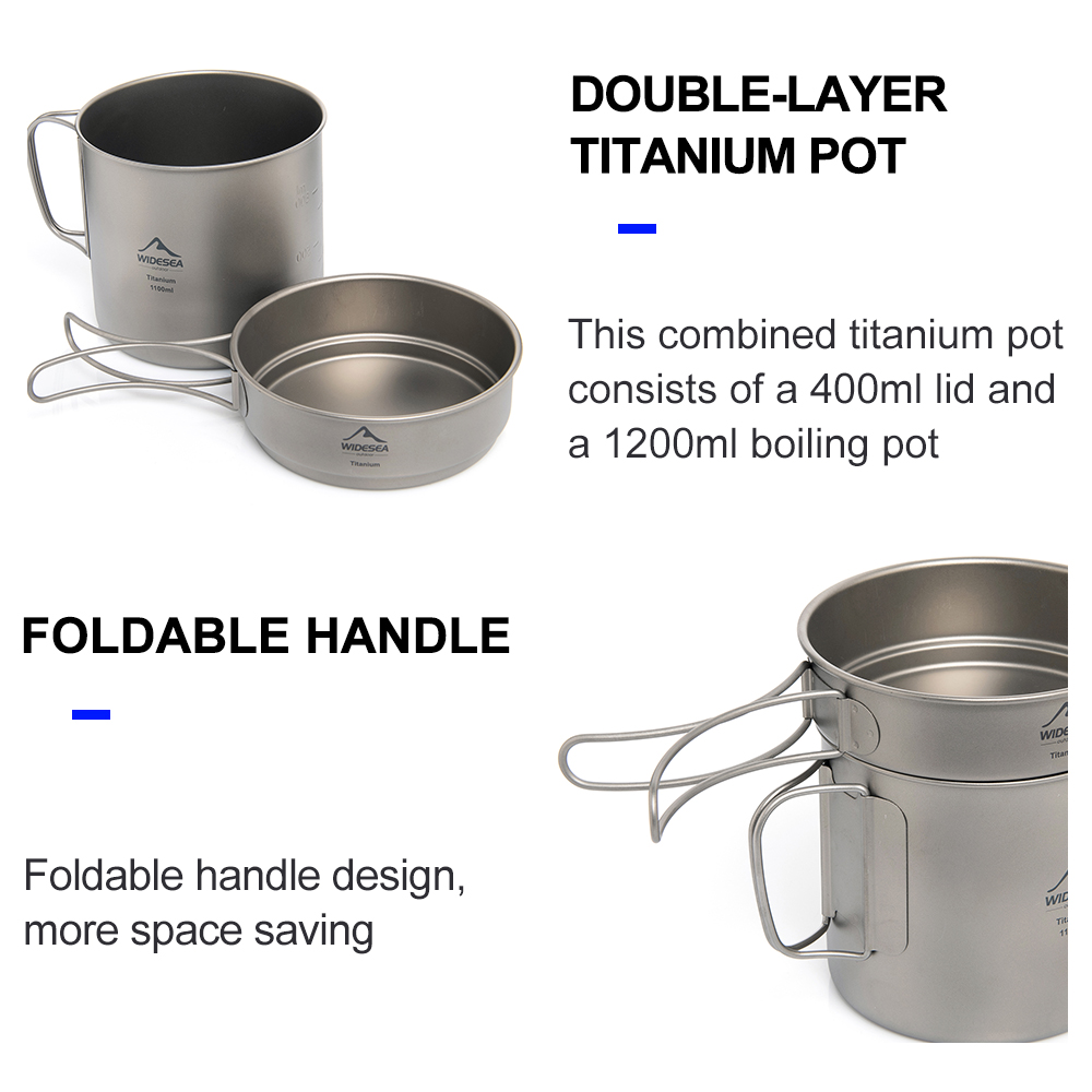 Widesea Ultralight Titanium Ca - Camping Cooking Pot Set recension och pris