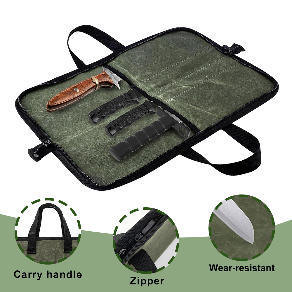 Waxed Canvas Knife Roll Bag Mu - Camping Hiking Cooking recension och pris