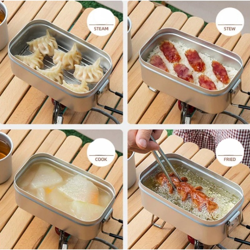 1PC Outdoor Aluminum Lunch Box - Camping Cooking Flame recension och pris