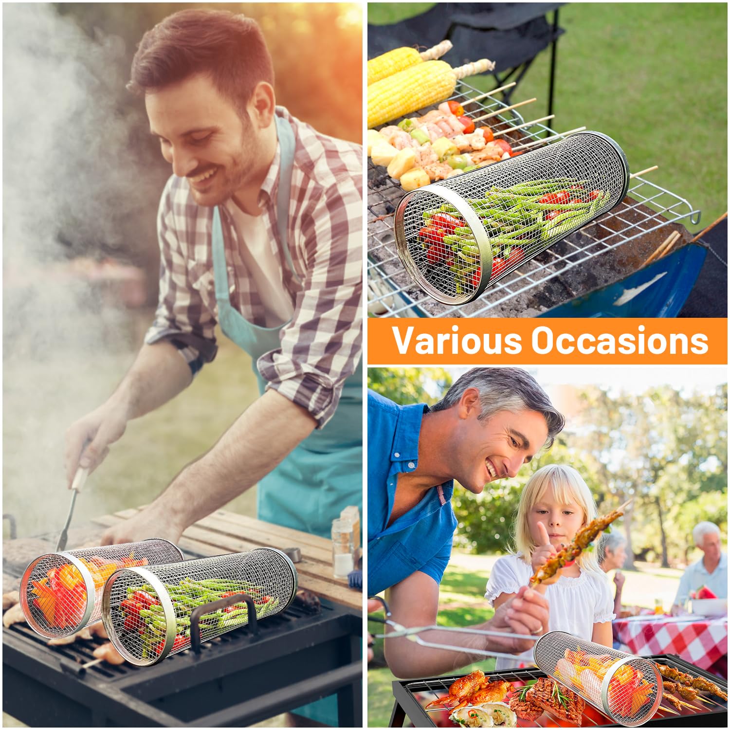 2 Pieces Rolling Grilling Bask - Camping Cooking Set Non Stick recension och pris