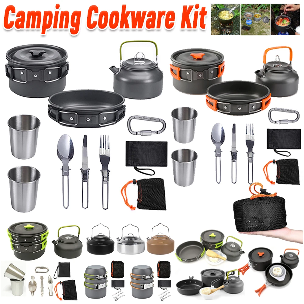 Camping Cookware Kit Kettle Po - Camping Outdoor Cooking Set recension och pris